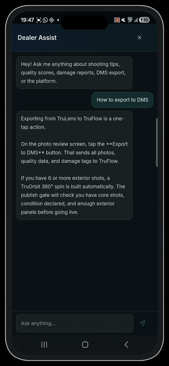 TruChat AI live dealership conversation